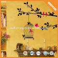 Best sale glossy flower leaf bird cage wall sticker